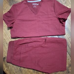 Women's Flabetics Burgundy Scrub Set Size M